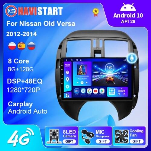 Android 10 Car Radio Multimedia For Nissan Old Versa 2012-2014 Video Player Navigation GPS Stereo Automotive Goods No 2 Din DVD