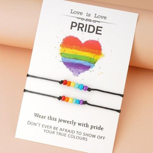 2 Pcs/set Handmade Rainbow Charm Rope Bracelet For Women Men Braided Sead Beads Bracelet Couple Friendship Jewelry Gift