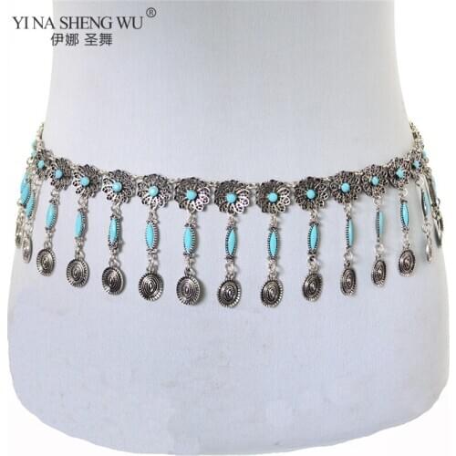 Bohemian Style Vintage Belly Dance Waist Chains for Women Hollow flower Chains Dance Belt Chains Summer Body Jewelry Accessories