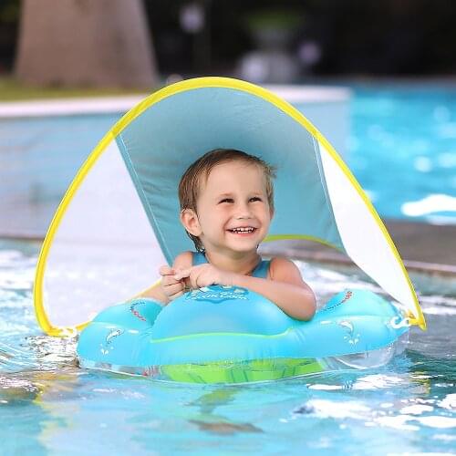 Baby Inflatable swimming ring Baby float floating ring Baby buoy Circle swimming Children Waist Float Ring Toys Sunshade Swim