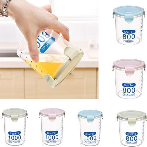 Fenkicyen Buckle PP Sealed Food Container Transparent Cereal Round Storage Jar Holders Kitchen Clear Seasoning Containers New