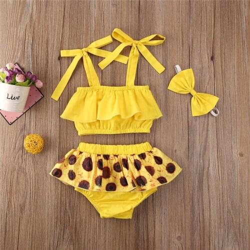 2020 New Summer Toddler Kids Baby Girl Infant Clothes Romper Tops Flower Print Pants Headband Bodysuit Outfits 3Pcs Set