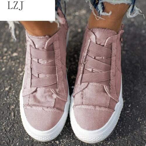 Womens Vulcanized Shoes 2020 Spring Hot Sell Slip On Solid Color Ladies Sneakers Comfortable Flat Outdoor Female Casual Shoes