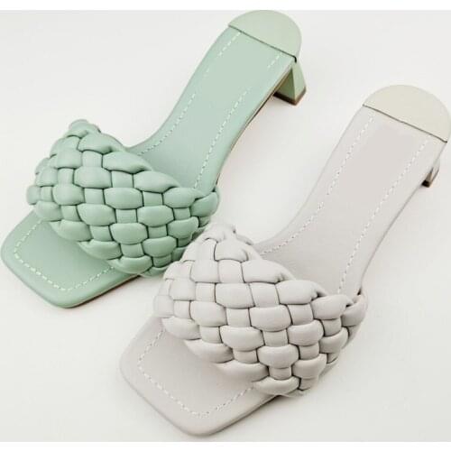 Summer womens sandalsHigh-HeeledShoesLadyWomansSlippersRubberFlipFlopsSlides2021Hawaiian SquareheelPURomeScandalsBondedLeather