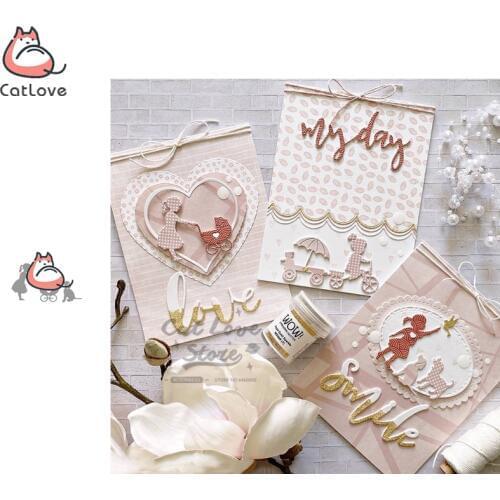 Girl Pram Dog Metal Cutting Dies Scrapbooking Stencil Die Cuts Card Making DIY Decorative Craft Embossing New Dies For 2020