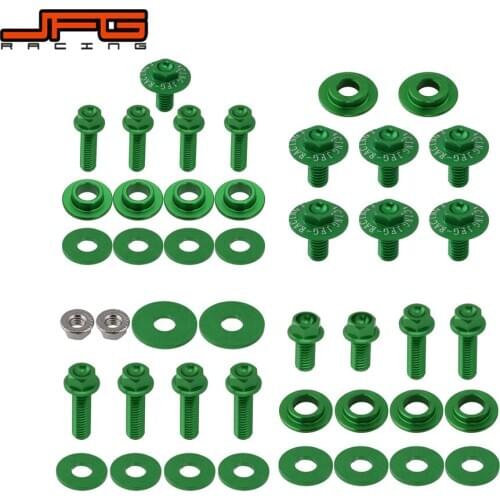 Motorcycle Aluminum Front Rear Fender Numner Plante Radiator Shrouds Seat Side Panels Screw For KAWASAKI KX85 KX100 2001-2013