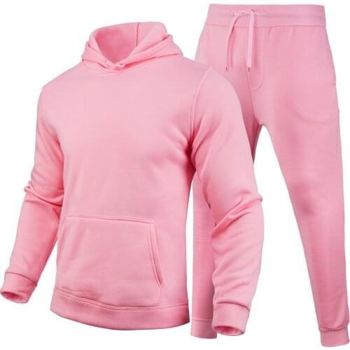 2021 Hooded Sweatshirt Pants 2 Pieces Sets Men Woman Oversized Solid Color Pullover+Mens Plus Fleece Warm Casual Wide-Leg Pants