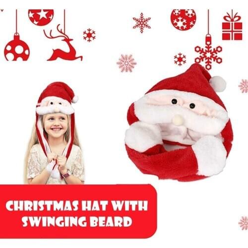 2020 New Cartoon Santa Claus Hats Moving Ears Cute Rabbit Toy Hat Airbag Kawaii Funny Hat for Cap Kids Plush Toy Christmas Gift
