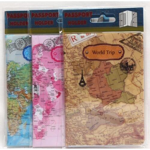 1pc PVC World Trip Map Travel Passport Covers for women Men ID Card Bag Passport holder Passport Wallets