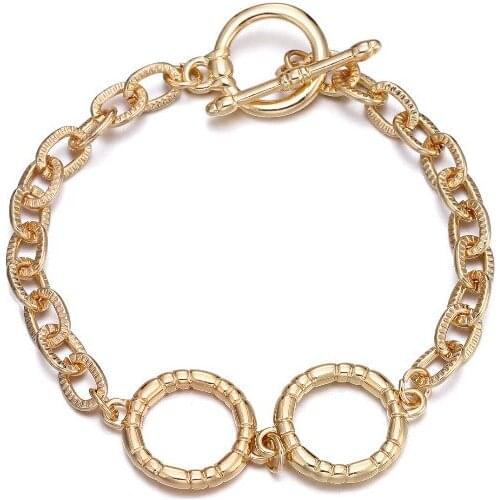 ORNAPEADIA Retro Alloy Bracelet for Women Simple Wild Embossed Ring Thin Chain OT Buckle Bracelet Jewelry Wholesale Bangles