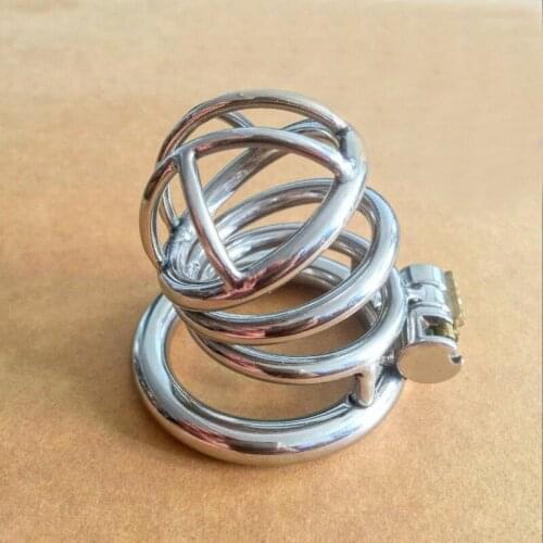 Chastity Lock Cock Cage Penis Cage Male Stainless Steel Chastity Device Adult Belt with Stealth Lock Sex Toys