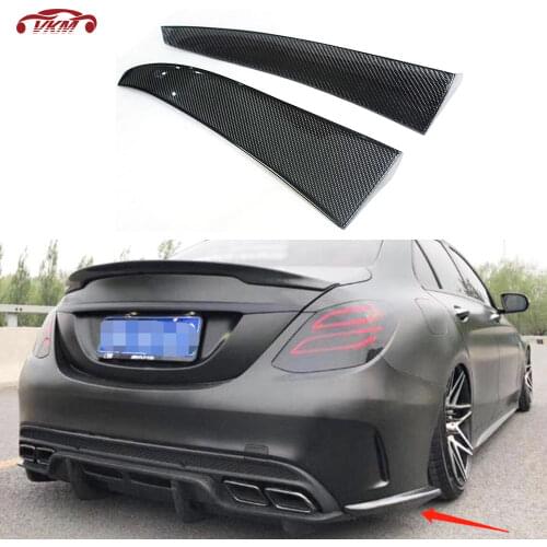 Carbon Fiber Rear Bumper Cupwings Splitters Spoiler for Mercedes Benz C Class W205 C180 C200 C260 C63 AMG Sedan 4 Door 2015-2017