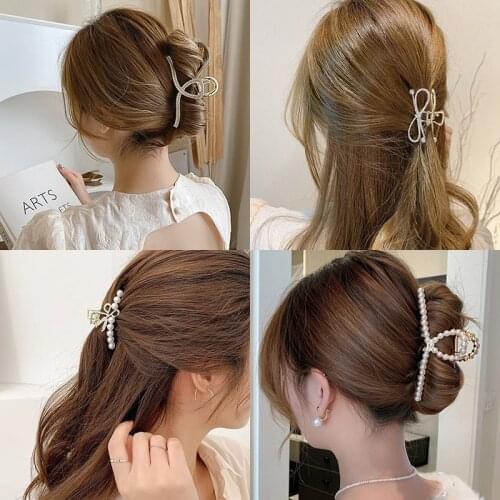 Luxury Pearl Hair Claw for Women 2021 Fashion Cross Crown Crystal Crab Hair Clips Girls Hair Accessories Korean Clip For Hair