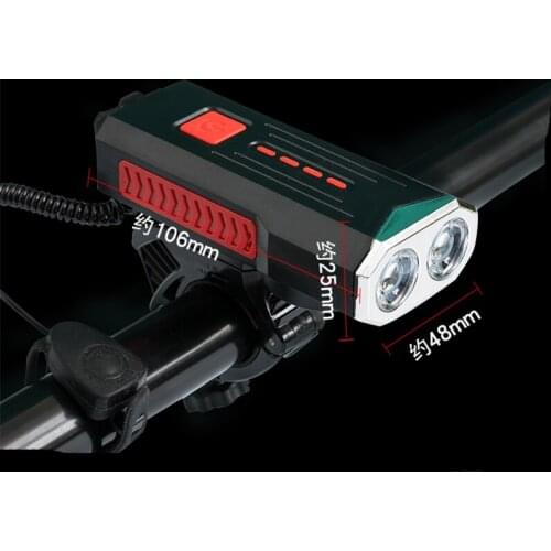 Bicycle Light Mountain Bike USB Charging Headlight with Horn Battery Indicator Headlight Waterproof