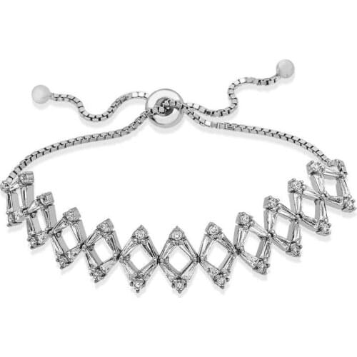 Tevuli 925 Sterling Silver With Lift Baget Cubic Zirconia Women Bracelet