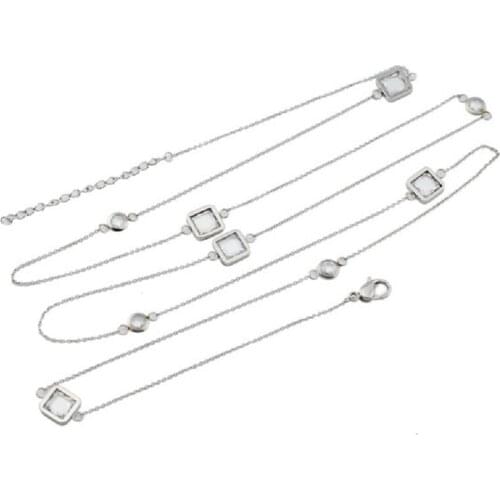 Wollet Jewelry Set Women CZ Stone Resin Chain Charming Magnetic Charm Bracelet Pendant Necklace