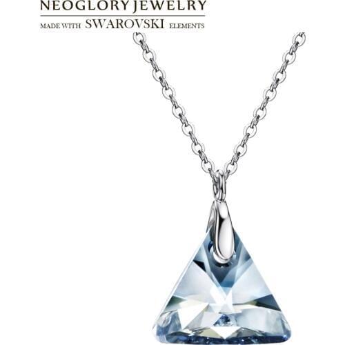 Neoglory Jewelry Crystal & S925 Silver Pendant Trendy Triangle Necklace Embellished With Crystals From Swarovski Hot Gift