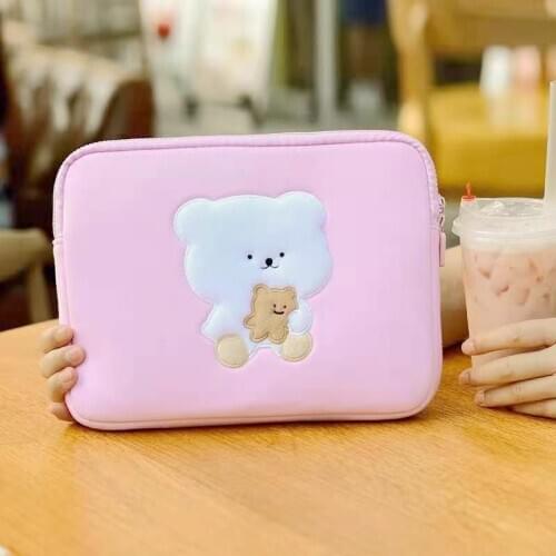 Cute Korea Anime Cartoon bear for iPad air pro Notebook Laptop protection case bag Handbag Pouch Xmas gift