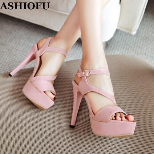 ASHIOFU Handmade New Womens Sky Stiletto Heels Sandals Buckle Strap Platform Summer Shoes Evening Fashion Daily Wear Sandals