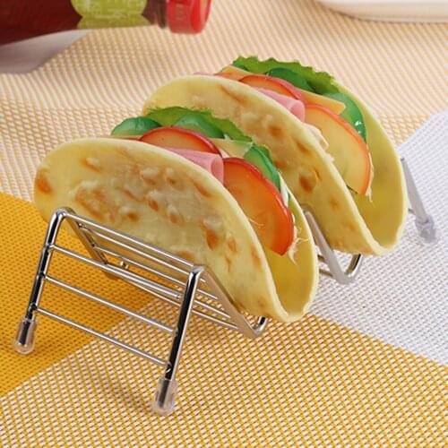 1-4 Slots USA Wave Shape Taco Holders Hot Stand Rack Display Taco Holder Stainless Steel Taco Stand Mexican Food Rack Shells
