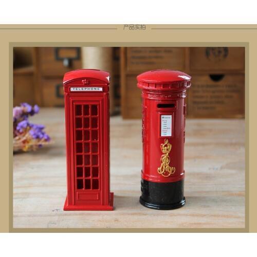 1PC Vintage London Red Mailbox Saving box Piggy Bank Money Coin Box Desk craft Kids children friend Birthday Gift JL 098