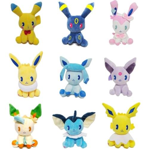 10/Lot Pik Syv Eev Lea Vap Gla Fla Esp Umb Jol 20CM Plush Stuffed Animal Toys