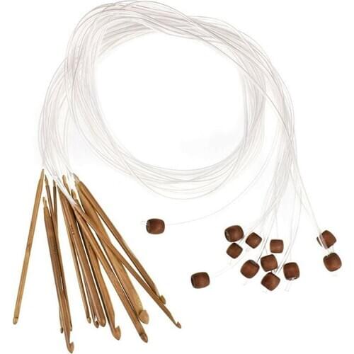 12Pcs/Set Bamboo Crochet Hooks 15cm Knitting Needles Sewing Needles DIY Crafts Weave Yarn Sweater Scarf Hat Sewing Tools