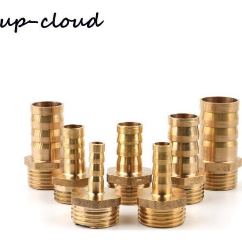 2pcs Copper 1/2 inch Male Thread to 6mm 8mm 10mm 12mm 16mm Straight Connector Gas Aquarium Air Pump Hose Water Pump Pipe Adapter