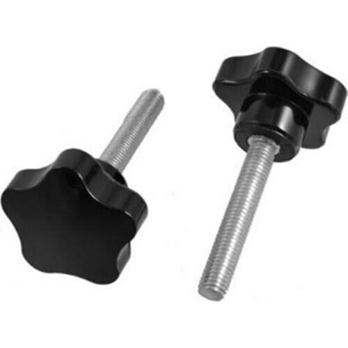 2 Pcs 10mm Dia 60mm Long Metal Thread Star Shaped Head Screw Knob