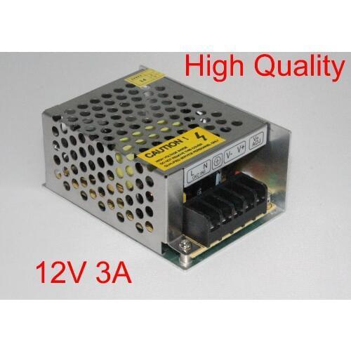 50pcs High Quality 12V 3A DC 36W Universal Regulated Switching Power Supply 12V LED Driver Fedex / DHL Free shipping