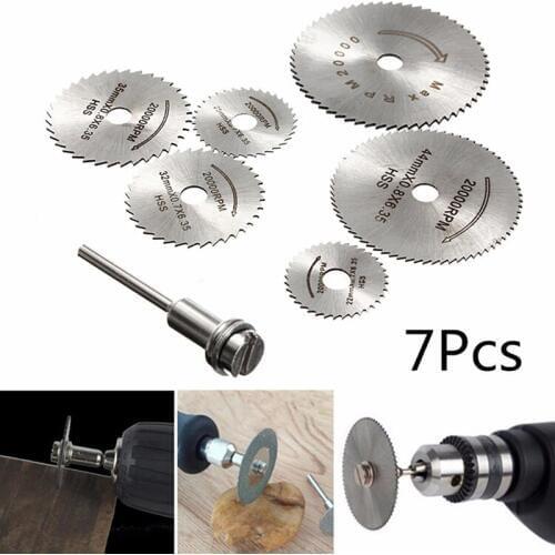 7Pcs/Lot Cutting Discs Mandrel HSS Rotary Circular Saw Blades Tool Cutoff Set Hot