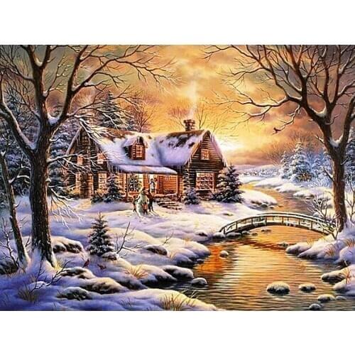 A7754 11CT/14CT/18CT/25CT/28CT night snowing patterns Counted Cross Stitch DIY Cross Stitch Kits Embroidery Needlework Sets