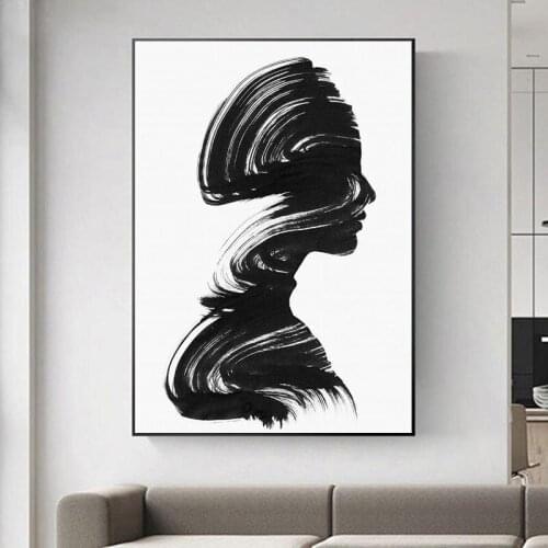 Abstract Sketch Black and White Line Canvas Sexy Woman Art Posters and Prints Nordic Modern Art Painting Pictures on The Wall