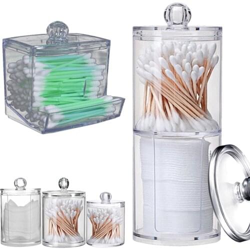 Acrylic Organizer Multifunctional Round Transparent Makeup Storage Box Container Cosmetic Cotton Pad Organizer Jewelry Jars Case