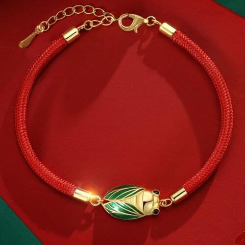 2021 Wholesale Chinese Style New Cicada Hand Rope Bracelet To Aid Academic Exams and Postgraduate Students Gift Jewelry