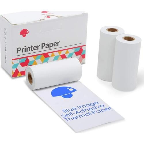 Blue Image Sticker Paper for Phomemo-M02/M02S Bluetooth Pocket Mobile Printer, 53mm x 3m, Diameter 30mm, 3-Rolls