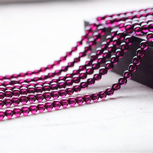 Grade 4A Natural Rhodolite Garnet Beads 3.5mm-5mm Rose Red Color NOT Dyed Smooth Polished Round 15 Inch Strand SL24