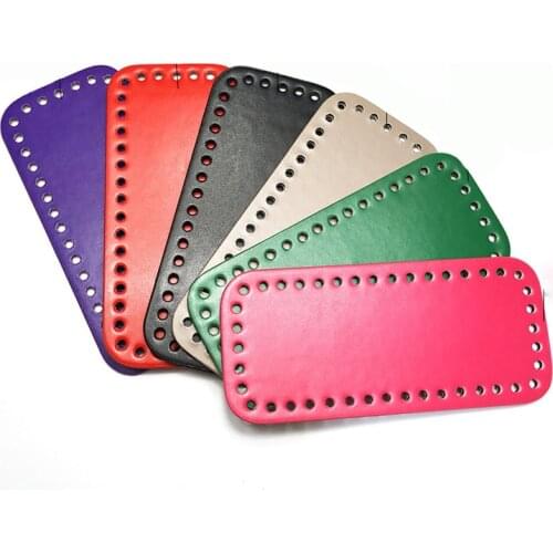 Bag Bottom For DIY Knitting Bag PU Patent Leather Bag Accessories Rectangle Bottom With Holes Handmade Crochet Bag Bottom