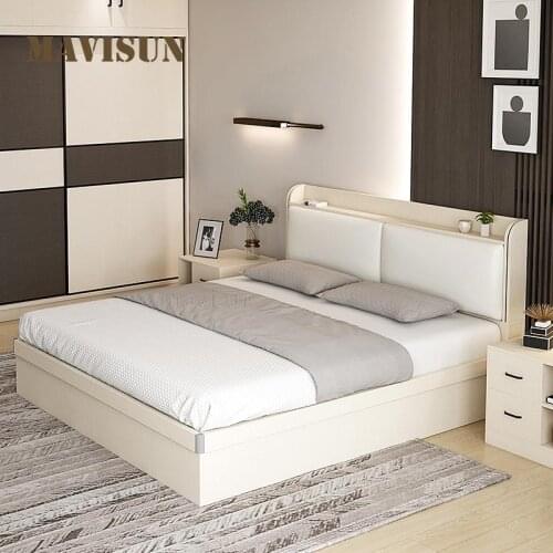 Upholstered Platform Double Bed 1.5M 1.8M Modern Master Bedroom Furniture Large Villa Bedroom American Luxury Wedding Bed