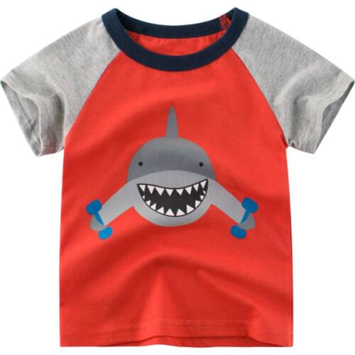 2021 Boys T Shirt Girls Kids Children Tops Whales Sharks Cotton Clothing Short Sleeves Summer Clothes Print Cartoon Cotton Tees
