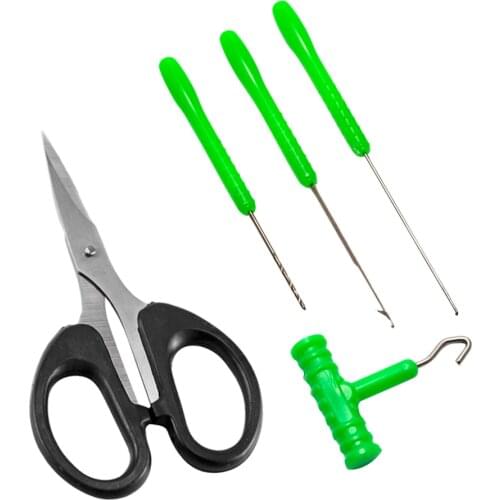 5pcs Stainless Steel Carp Fishing Needle Baiting Hook Remover Driller Sewing Scissors Cutter Rig Tools Fishing Tackle