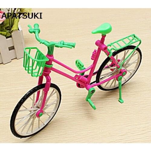 1:6 Toy Dollhouse Plastic Bike Bicycle With Basket For Barbie Dolls Girls Playing Toy best Gift For Birthday Christmas