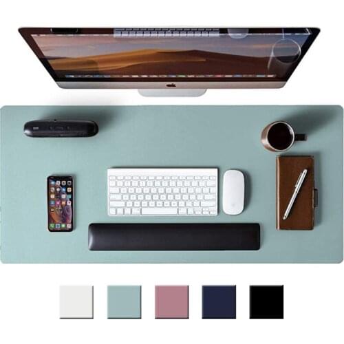 Double-sided heterochromatic mouse pad, oversized leather table mat, waterproof keyboard pad for office games cute mouse pad