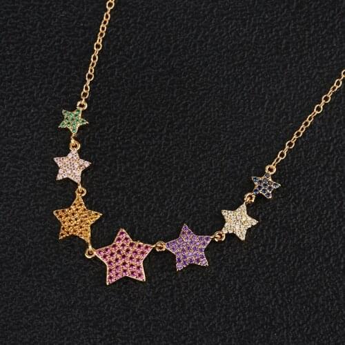 Funmode Trendy Colorful Star Shape Female Girls Pendants Necklace For Birthday Party Jewelry Wholesale FN53