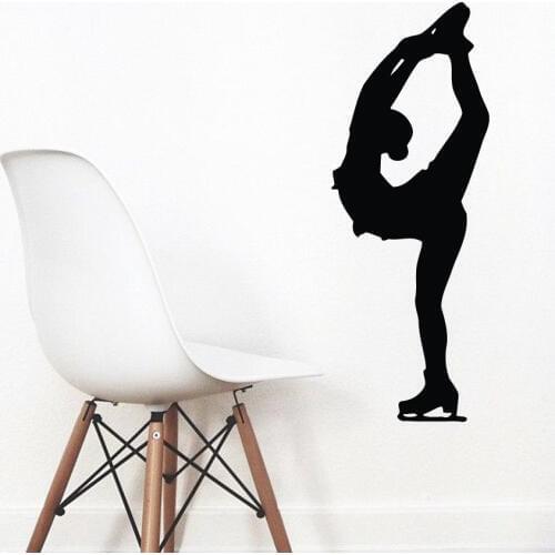 Figure Skating Wall Decals Woman Figure Skater Ice Skating Sport Home Gym Vinyl Sticker Kid Girl Nursery Baby Room Decor A124