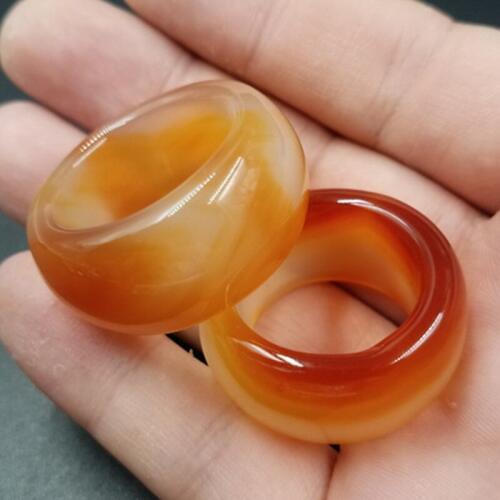 Natural red agate ring for men with texture handmade brand jadeite jade rings jade jewelry natural stone jade 1 pair