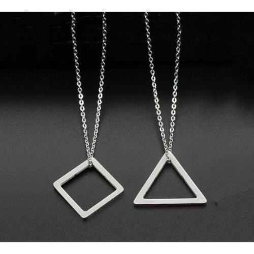 2018 New geometry Symbol Pendant star heart triangle pattern Necklace Stainless Steel Chain Silver color Jewelry Chain Men Women
