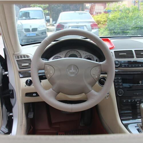 New Anti Slip White Leather Steering Wheel Stitch on Wrap Cover For Benz E240 E Class