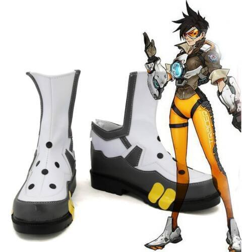 OW Cosplay Shoes Tracer Lena Oxton Cosplay Boots Women Hidden Heel Shoes Sneaker New