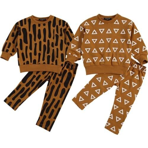 1-6Y Boy Clothing Sets 2021 Autumn Winter Toddler Girls Clothes Outfit Kids Striped Print Tracksuit For Boys Children Clothing